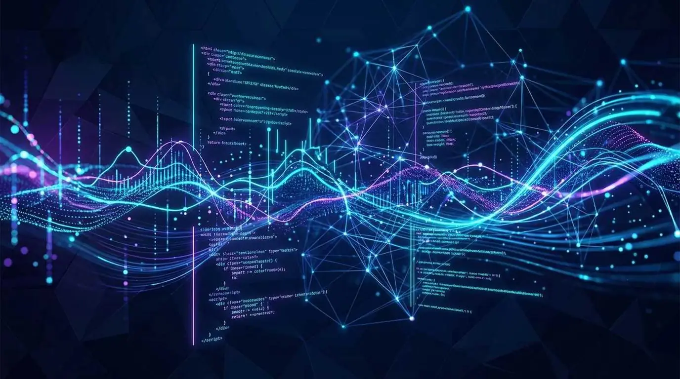 Illustration abstraite de flux de données et de code